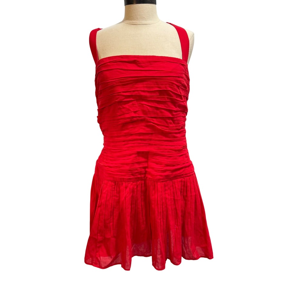 Abercrombie & Fitch Emerson Red Pleated Halter Mini Dress XL 159D3066